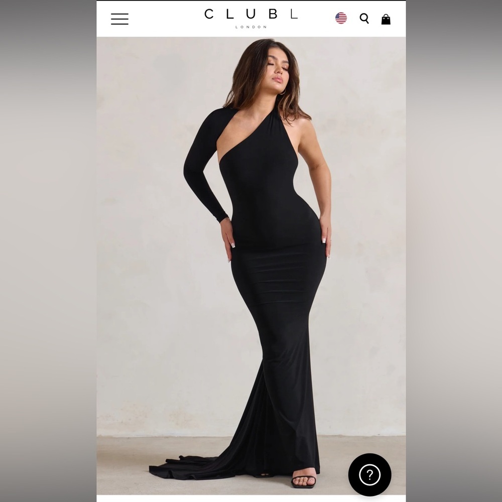 One Shoulder Maxi Dress - Black - Size 6